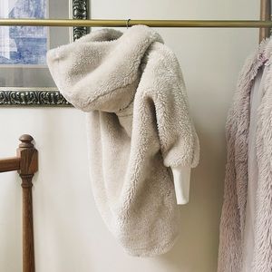 Fuzzy Winter Coat w/ Hood ~ Cream